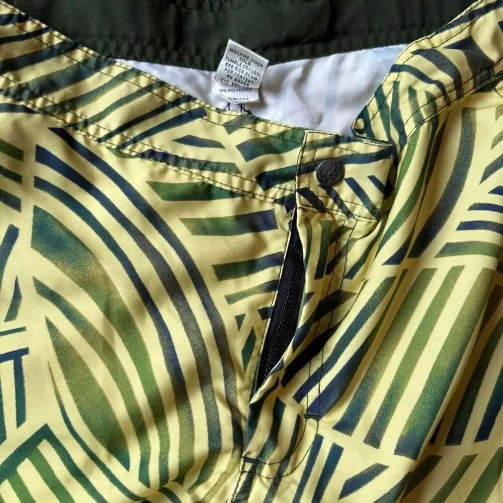 prAna Men's Yellow Palm Leaf Printed Shorts